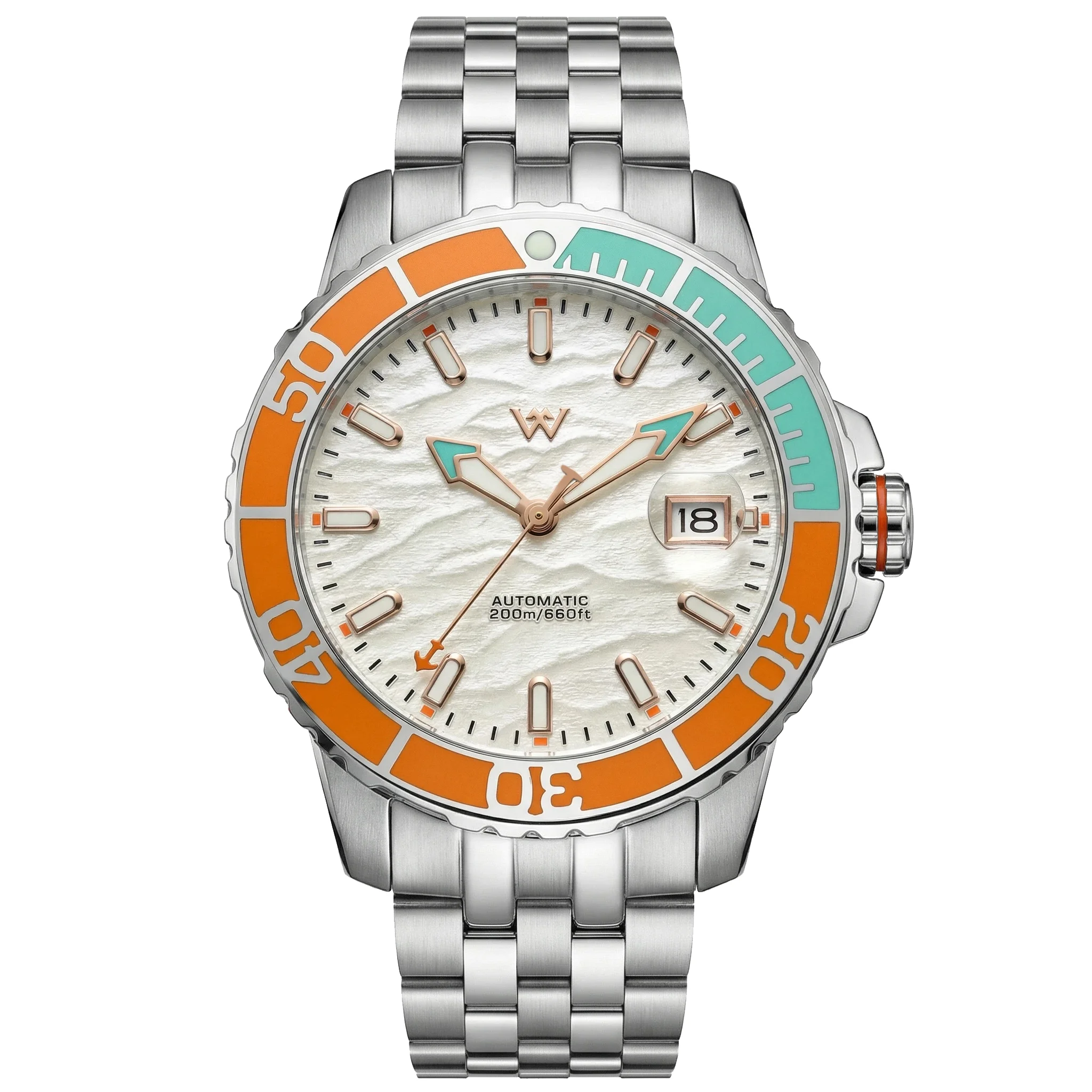 

WM Watch Automatic Mechanical Watches NH35 Anti-reflective 200 Water Resistant Sapphire Crystal Welly Merck Watch WM206