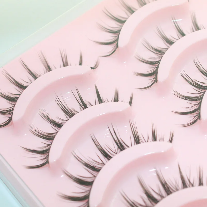 5 paia di ciglia finte naturali Manga Lashes Cross Eyelashes Extension 3D Bunch Japanese Fairy Little Devil Cosplay Eye Makeup