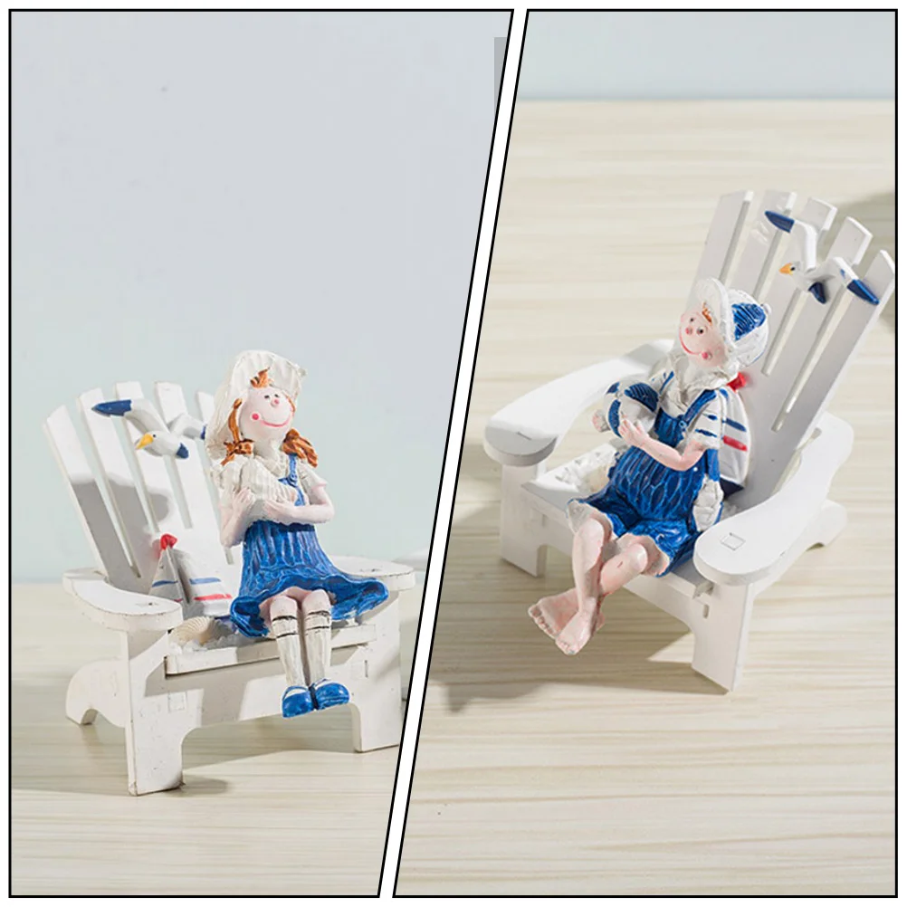 

4 Pcs Mini Beach Chair Ornament Decoration Small Model Chairs Wooden Furniture Seaside