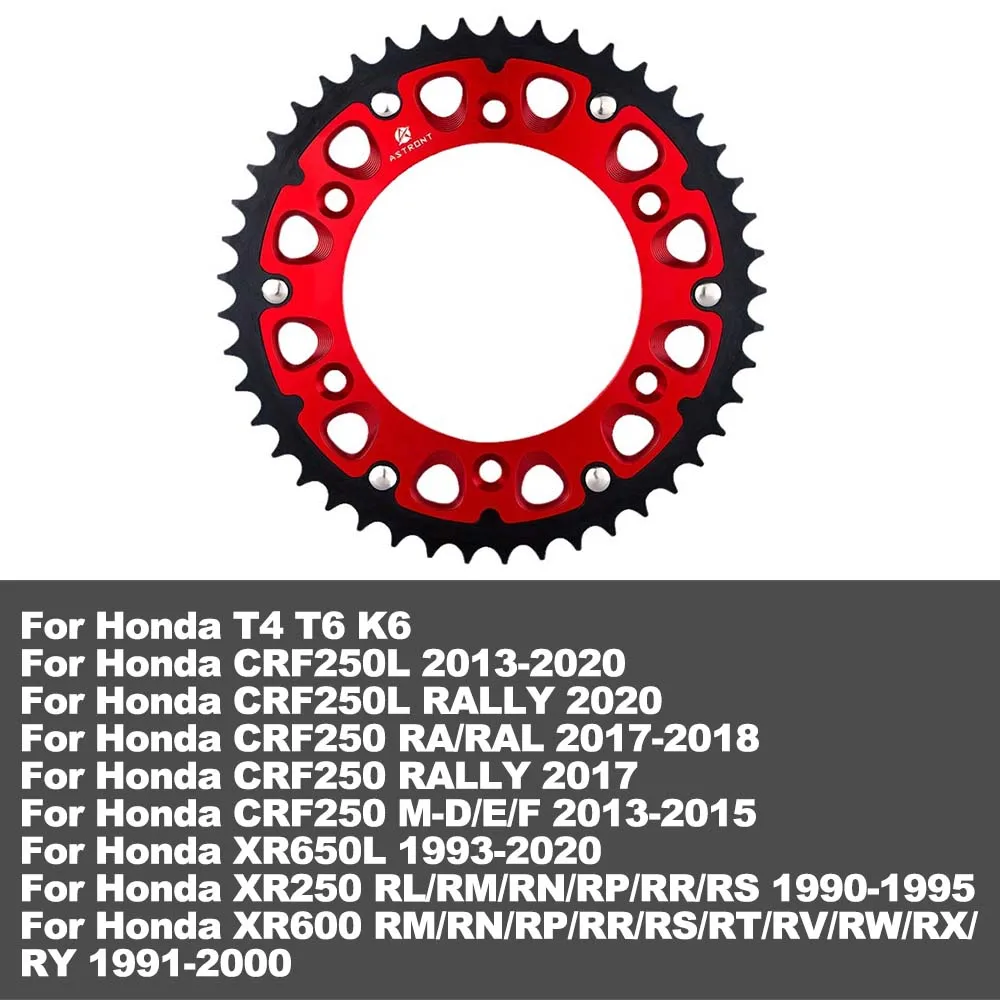 

43T/45T/48T/49T/50T/52T Motorbike chain gear For Honda T4 T6 K6 CRF250 CRF250L XR650L XR250 XR600 RM/RN/RP/RR/RS/RT/RV/RW/RX/RY