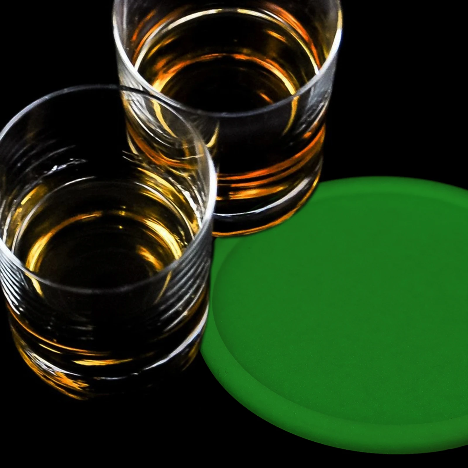 

5 Pcs Night Glow Coasters Silicone Waterproof Anti Slip Mats Round Luminous Pads for Home Bar Restaurant Easy Clean Heat Cold