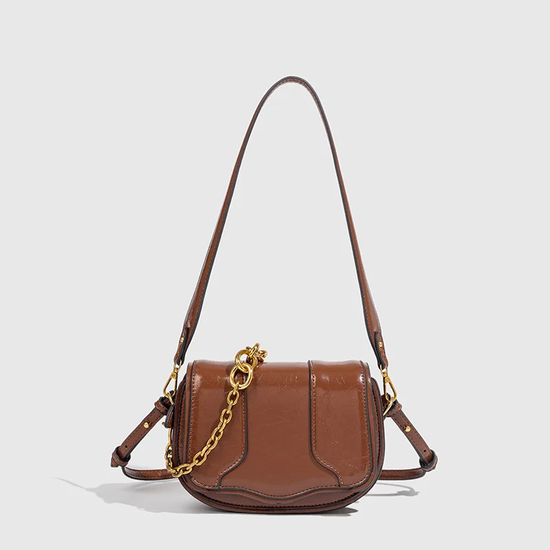 

Women Mini Chain Bag Vintage Crossbody Saddle Bag Luxury Design Flap Shoulder Bags Solid Color Handbag for Ladie bolso