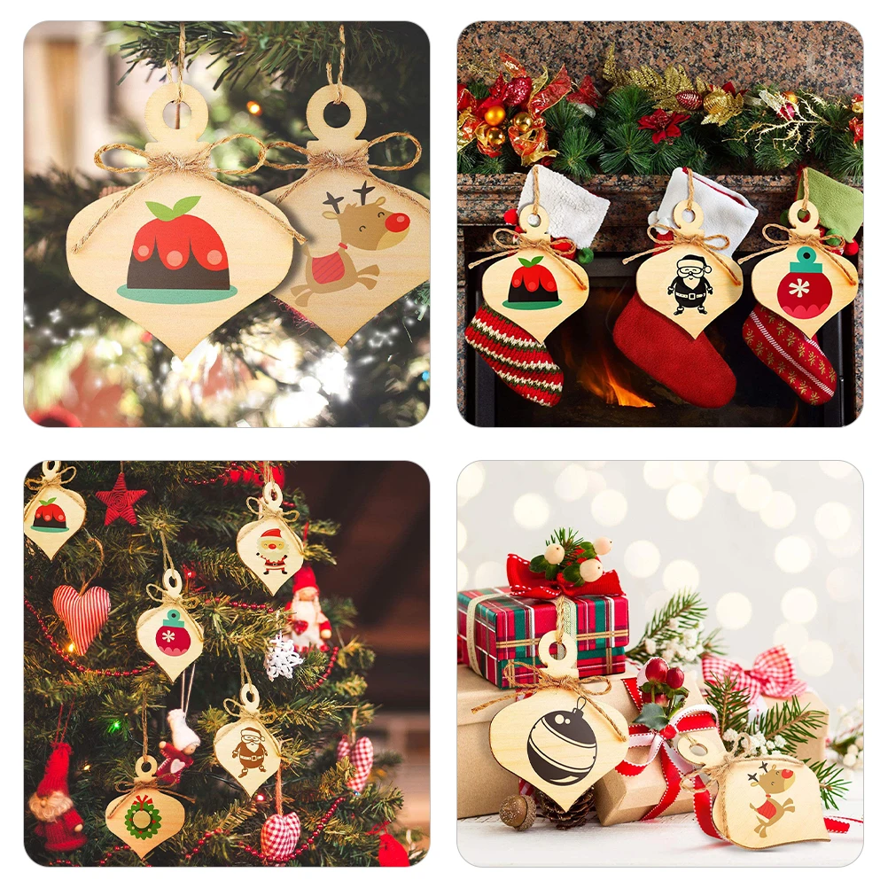 Christmas Wood Cutout DIY Wooden Chips in Stock Blank Cutouts for Crafts Decor Hanging Xmas Party Wood Slices