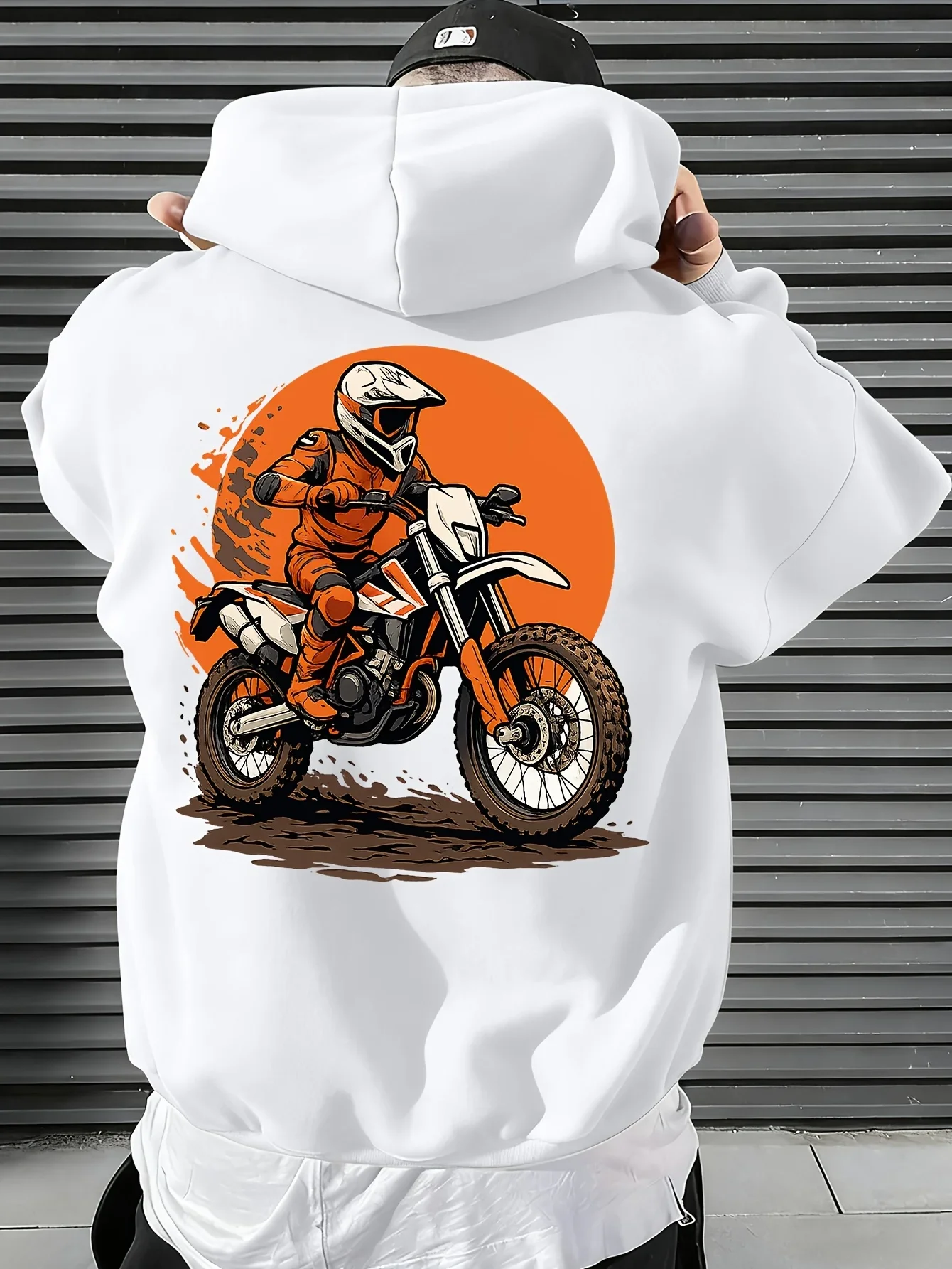 Motocross Hoodie Men Oversized Dirt Bike Rider Graphic Print Racing Off Road Streetwear Autumn Winter Pullover Sweatshirt