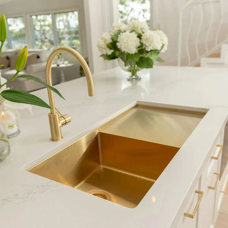 Lavabo personalizzato Lavello da cucina Grande slot singolo Accessori da appoggio in oro rosa Senza rubinetto YX480TB