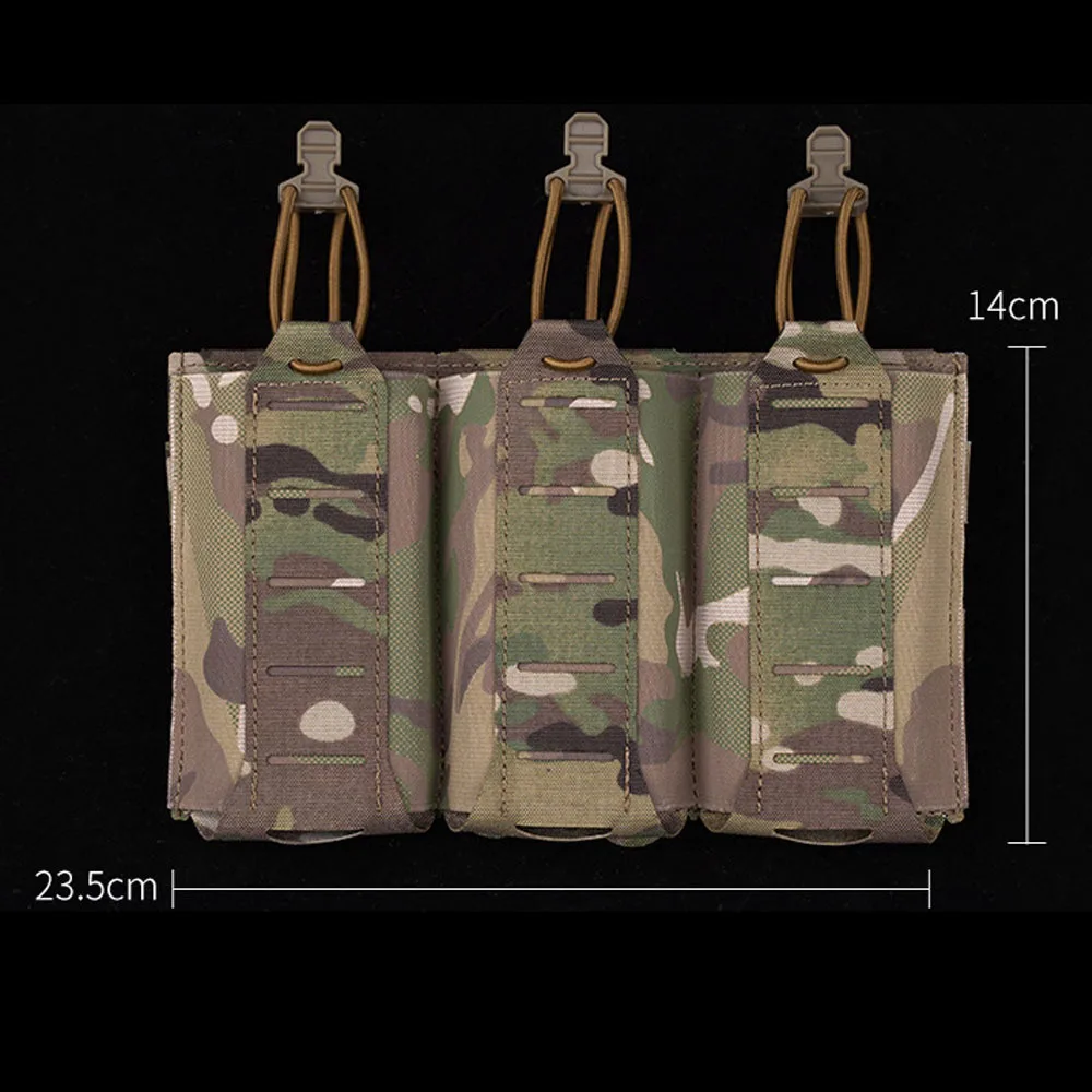 Tactical Triple Magazine Pouch 5.56 7.62 Molle Elastic Open Top MAG Pouch M4 AR15 AK Rifle Mag Pouch Pull Tab Airsoft Hunting