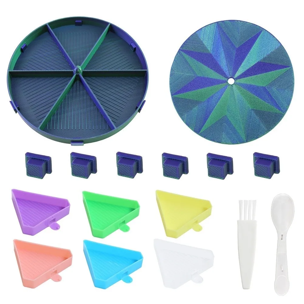 Stackable Diamond Painting Tray with Lid Triangle Tray Beads Tray Organizer Multi-Color Compact Rhinestone Sorting Tray