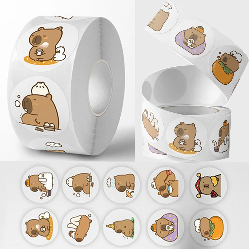 500 adet/rulo Capybara Sticker Graffiti estetik dekoratif su geçirmez bagaj dizüstü fincan sevimli telefon günlüğü kitap çocuk etiketler oyuncak