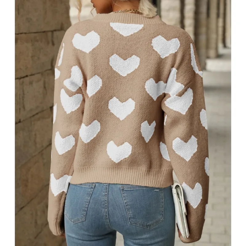 Sweet And Caring Women\'s Long Sleeved Sweater 2024 Valentine\'s Day Casual Pink Sweater Round Neck Autumn New Item Ladies Sweater