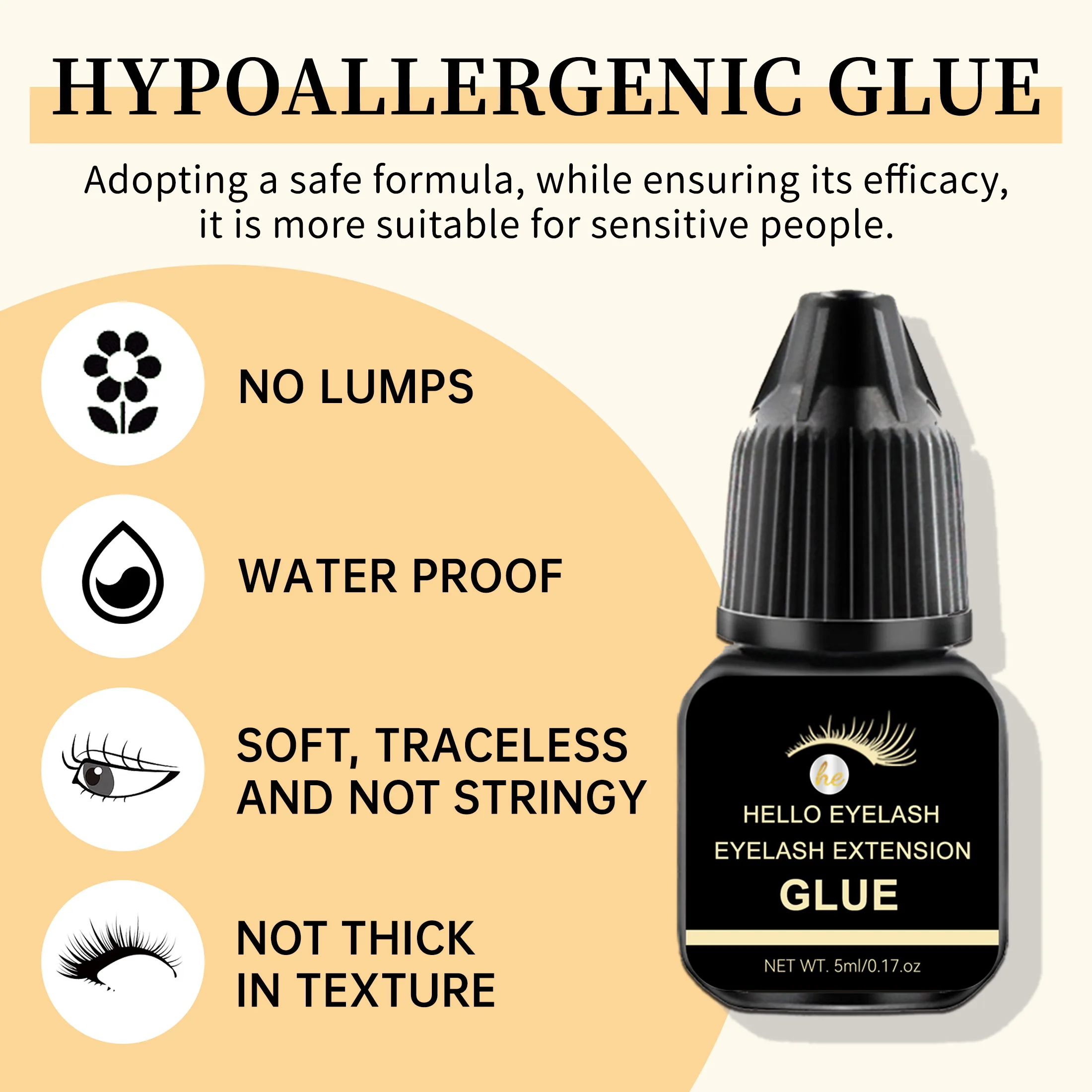 DIY 5ml Fast Drying Strong False Eye Lash Extension Glue Adhesive Retention 7-14 Days Low Smell Mink Eyelash Glue at Home