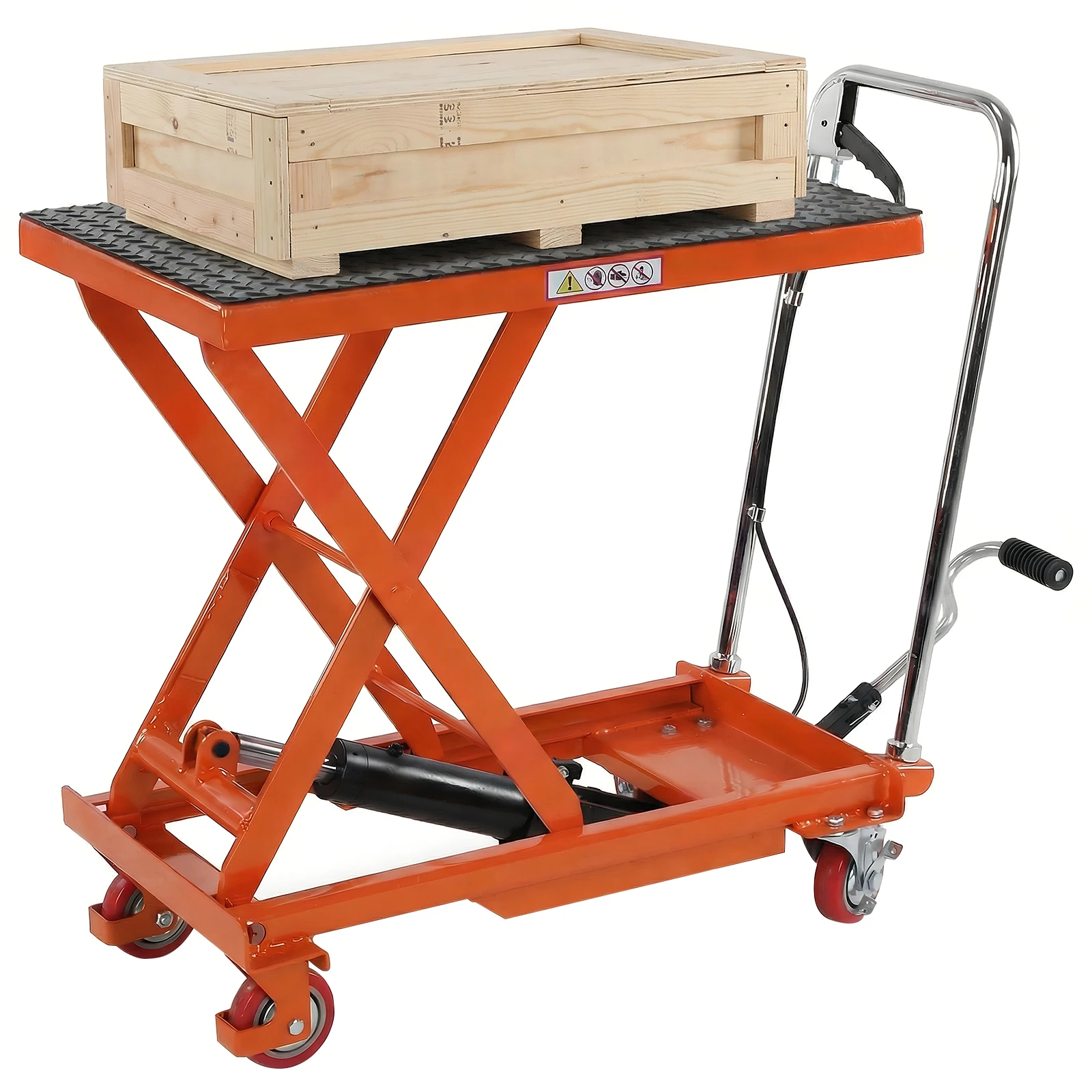 

Hydraulic Table Cart 330 LBS Capacity Hydraulic Lift Cart with Non-Slip Pad & 4 Wheels for Material Handling and Transportation