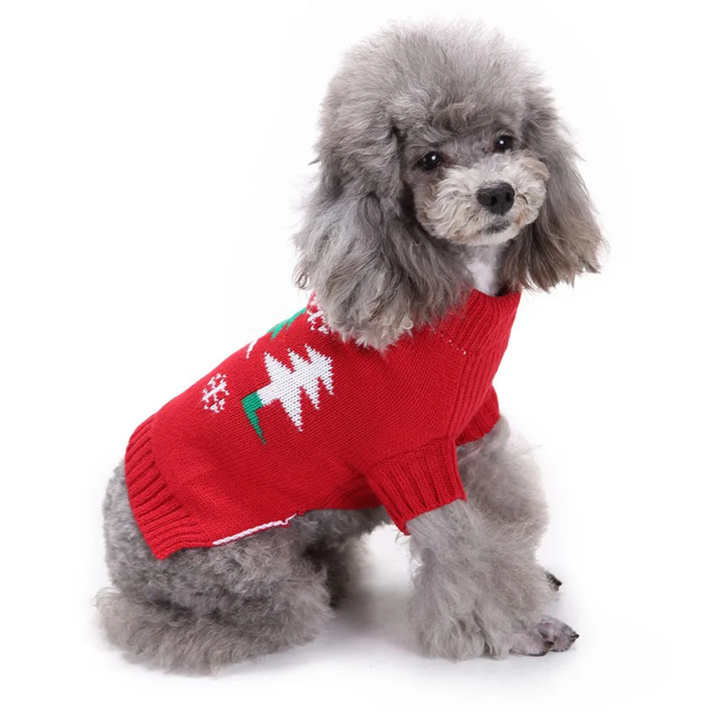 

Christmas Tree Dog Sweater Warm Acrylic Pet Clothes Size M Winter Holiday Party Pet Sweater Clothes for Small Dogs