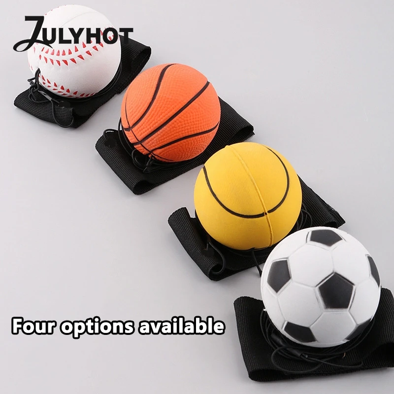 Wrist Return Ball Elasticity Rubber Ball For Wrist Exercise Hand Strengthening Outdoor Indoor Bouncy Ball Wristband Kids Toys