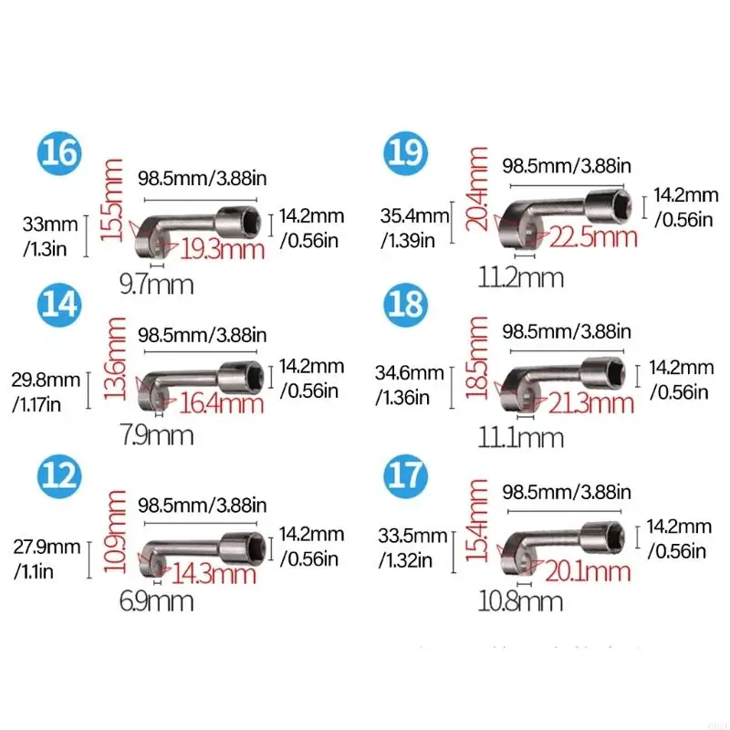 652F Profesi Bahan Bakar Profesi Penghapusan Line Injector Socket Wrench Set 12mm-19mm