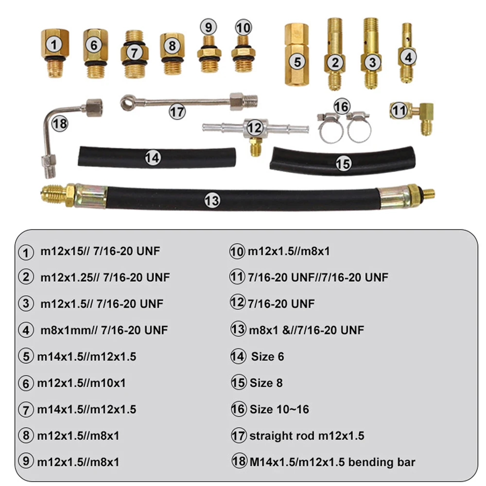 Kit di Test della pressione del carburante per motori a benzina 22 pezzi manometro e adattatori strumento di diagnosi del Tester della pressione del