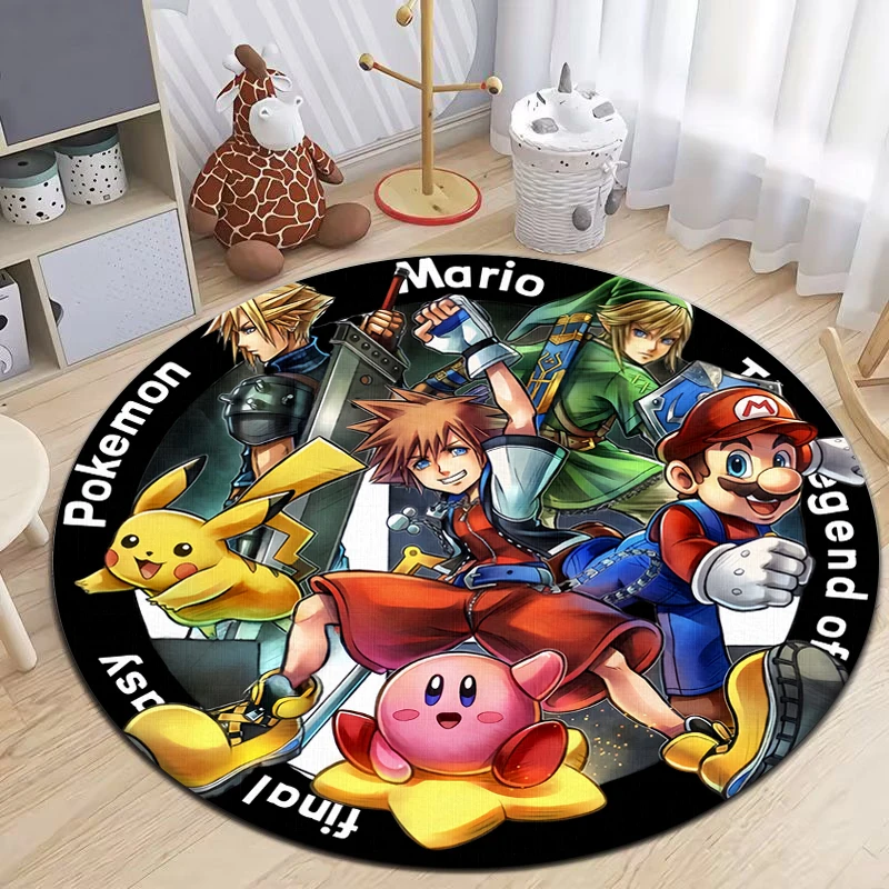 Red Hat plumber game Round Carpet,cute rug,bedroom,Living Room,door mat ,Picnic,anime,room decoracion,area rug,floor mats,home