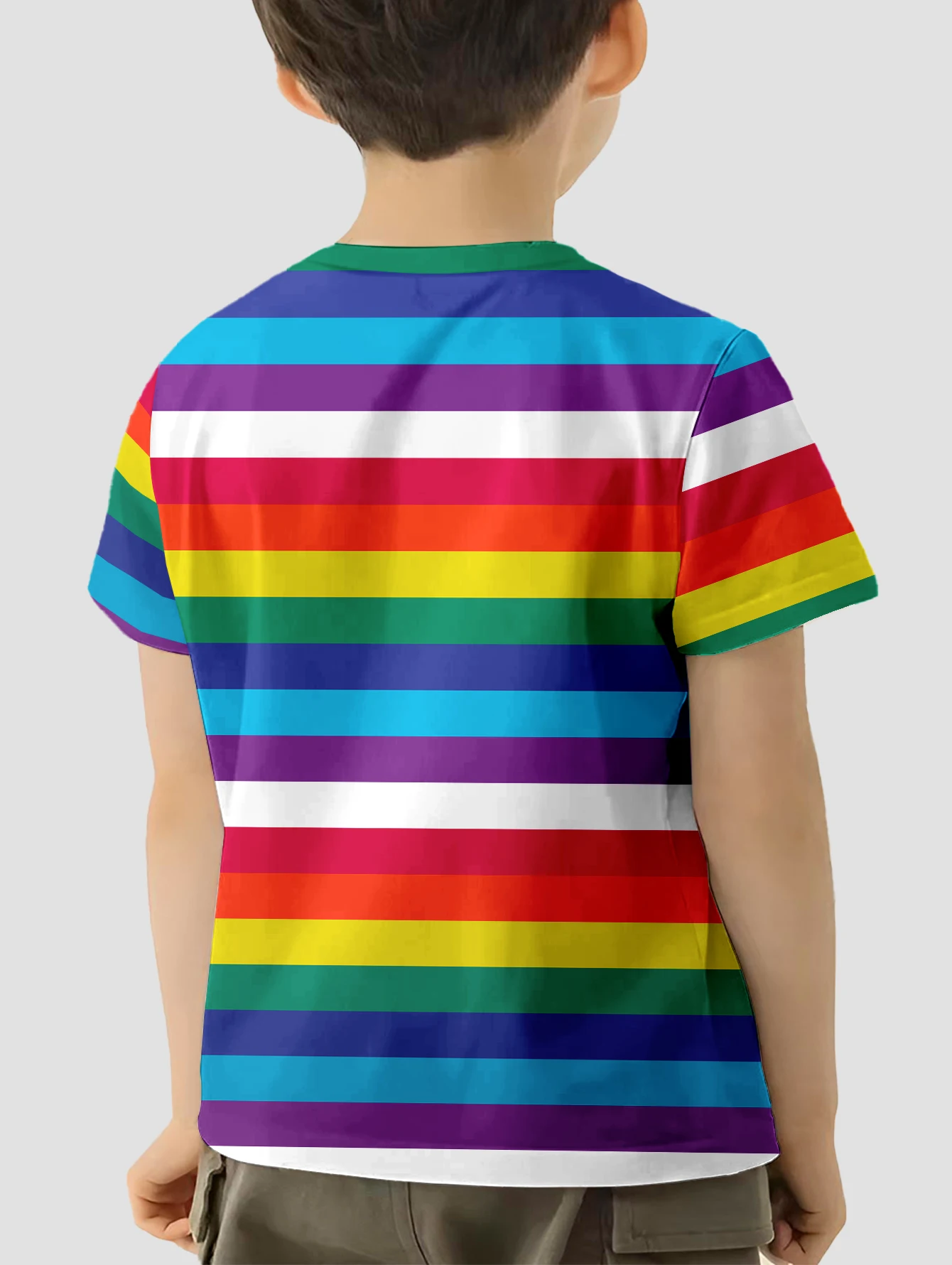 Rainbow T-shirt for a Boy Child T Shirt Tops Top Clothes for Children Kids T-shirts Short Sleeve Children\'s Clothing Boys 2024