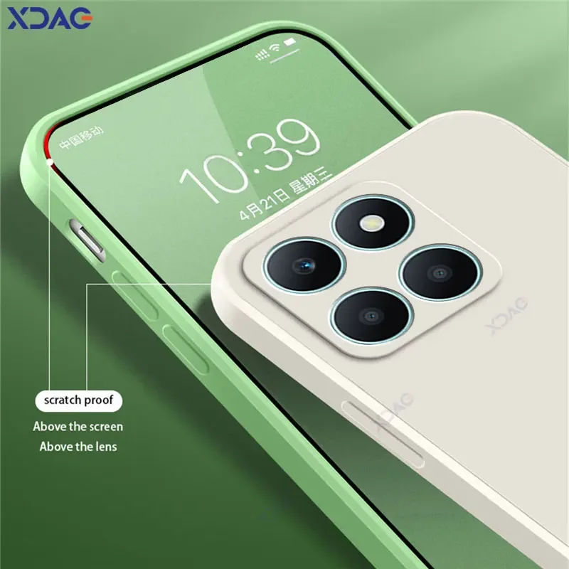 Luxury Dual Layer Cellphones Case Cover for Honor X6A Plus Full Camera Protection HonorX6APlus Soft Square Liquid Silicone Armor
