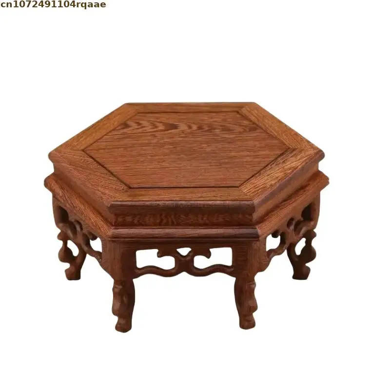Solid Wood Standing Flower Base Figurine Miniature Display Stand Tea Sets Pedestal Vase Flower Pot Sorting Table Home Decoration