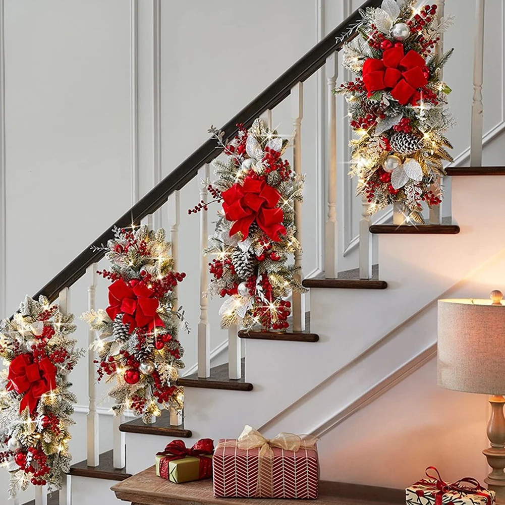 Christmas Wreath Pendants Festive Door Window Wreath Decoration Stairway Stairs Trim Garland Xmas Navidad Wreath Hanging Pendant