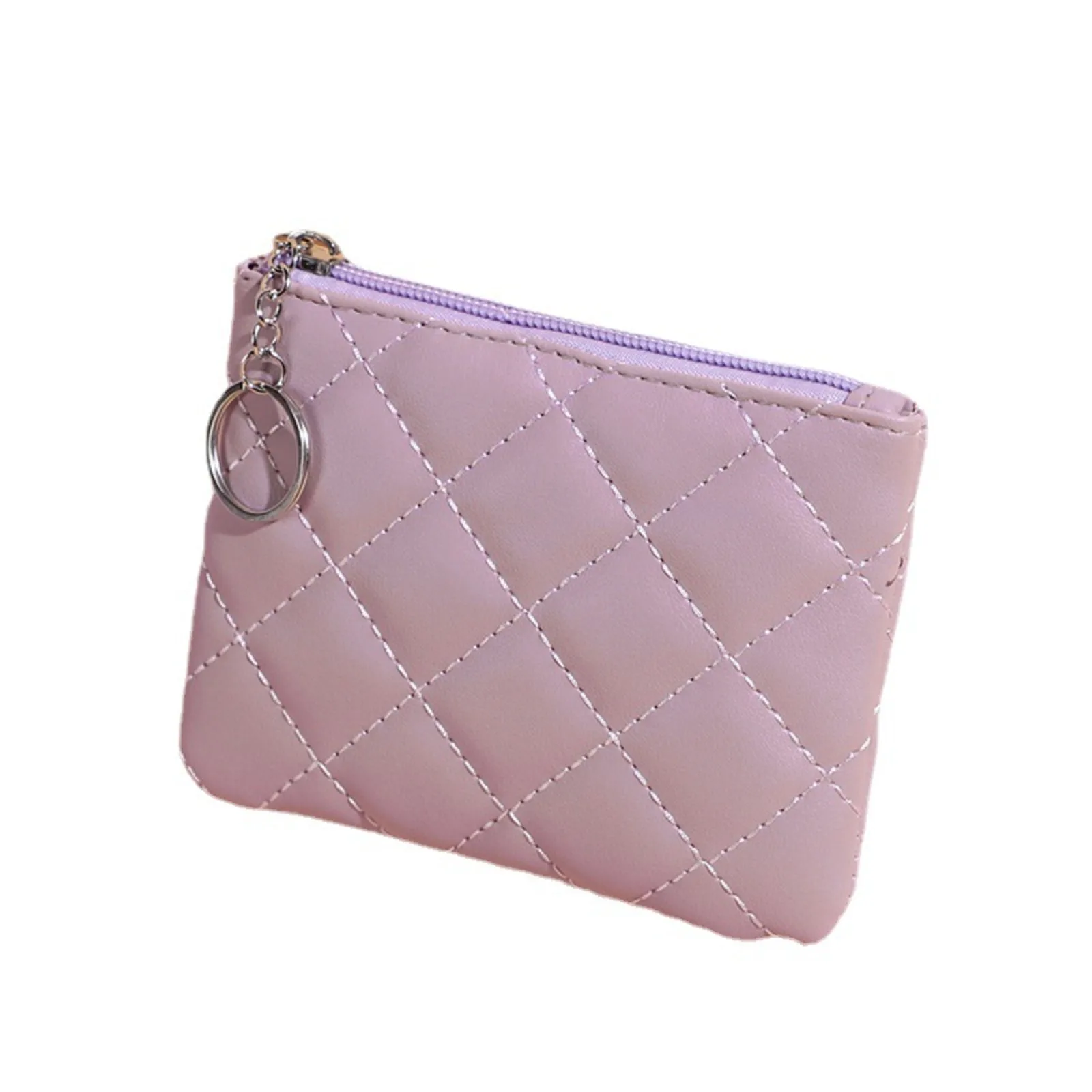 Women PU Leather Zip Coin Wallet Key Chain Fashion Small Purse Money short Change Pouch Coin Purse