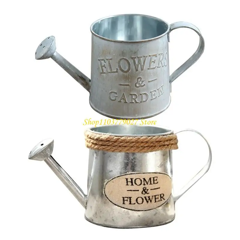 

C4DF Винтажная металлическая ваза для цветов Железная лейка в форме деревенского декора фермерского дома