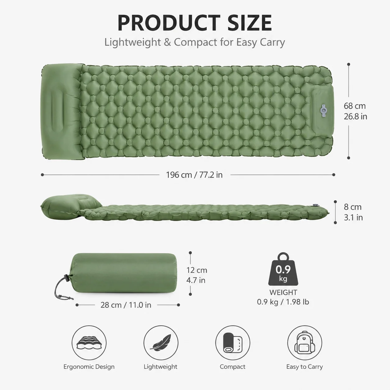 ที่นอนเป่าลมสำหรับตั้งแคมป์พร้ - Camp Pillow Compressible บทวิจารณ์และราคา