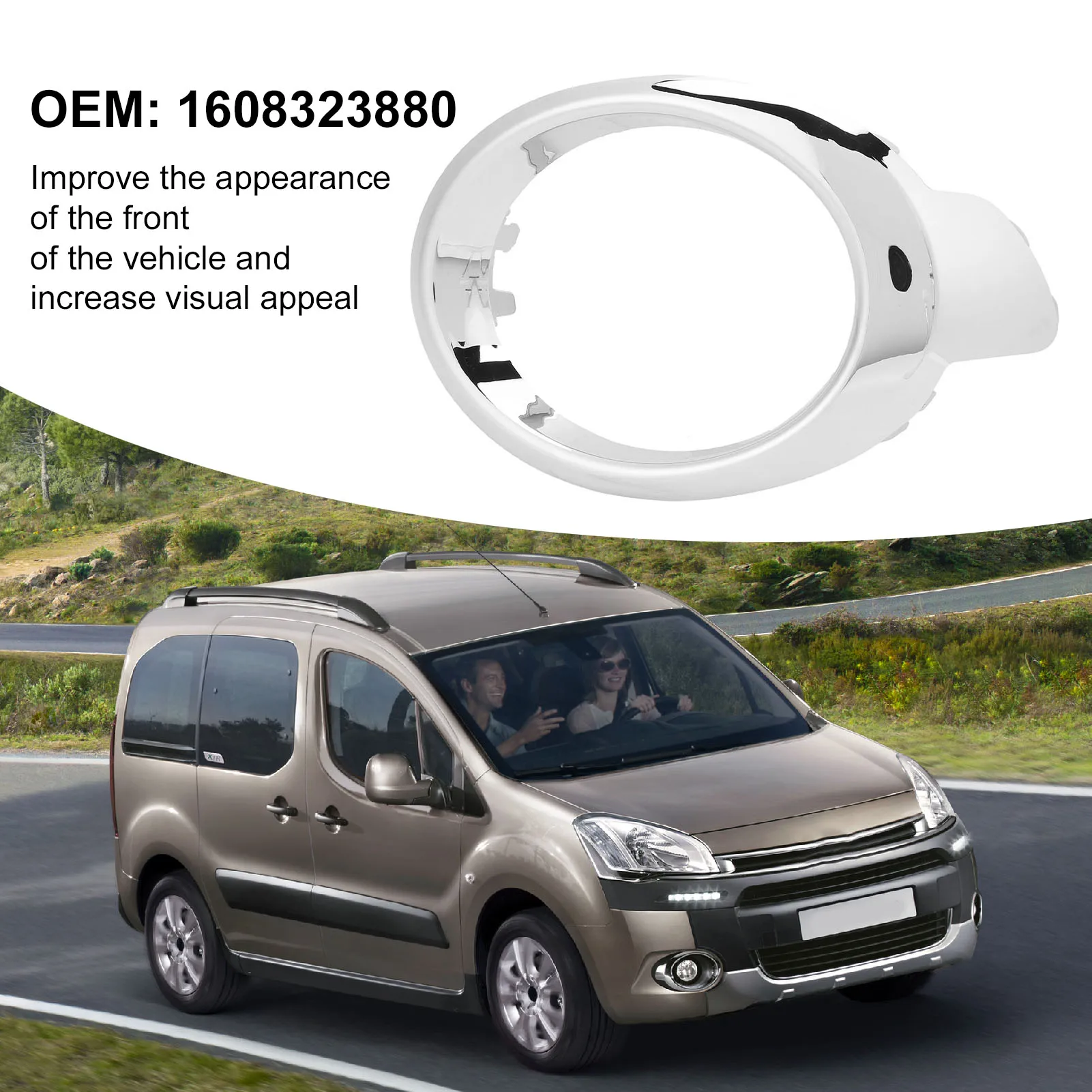 

Накладка на молдинг противотуманной фары 1608323880 Простая установка Накладка на противотуманные фары Сильный длительный срок службы для Berlingo Multispace