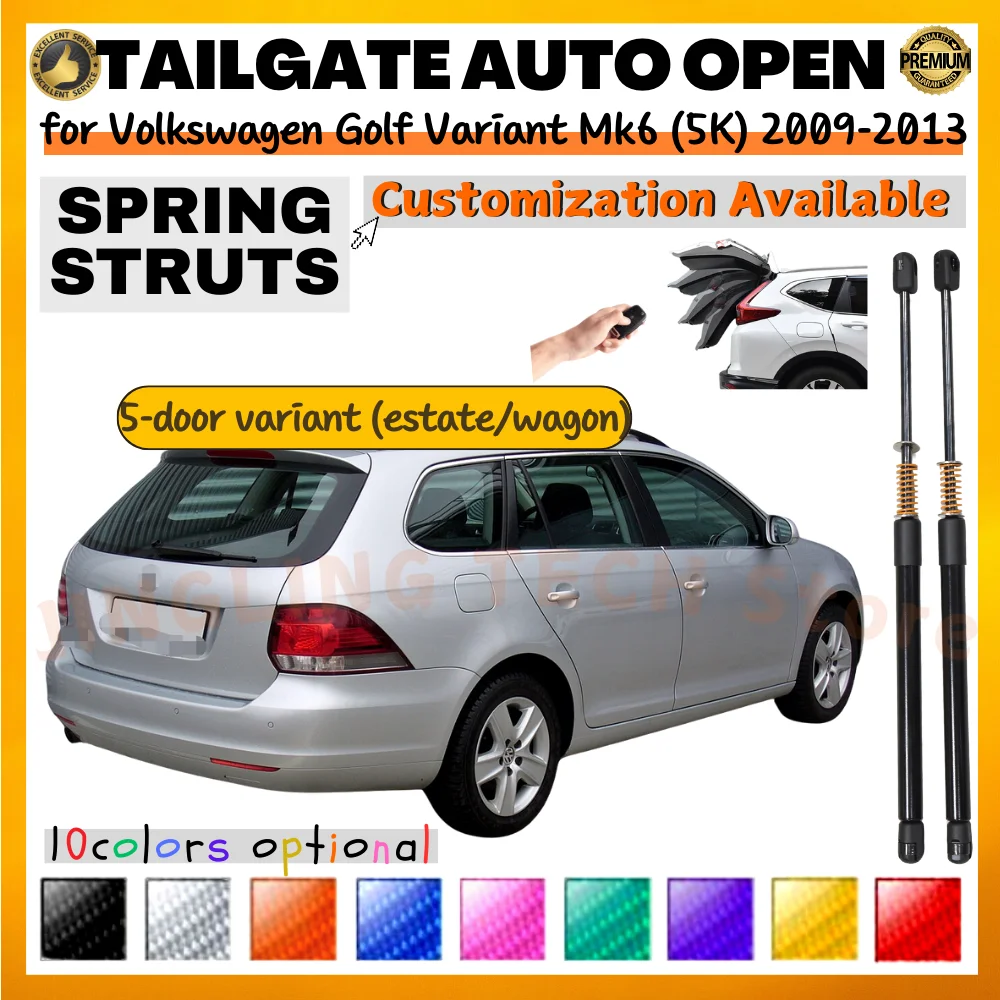 Qty(2) Trunk Struts with Spring for Volkswagen Golf Variant Mk6 (5K) 2009-2013 Rear Tailgate Boot Lift Supports Shock Absorbers