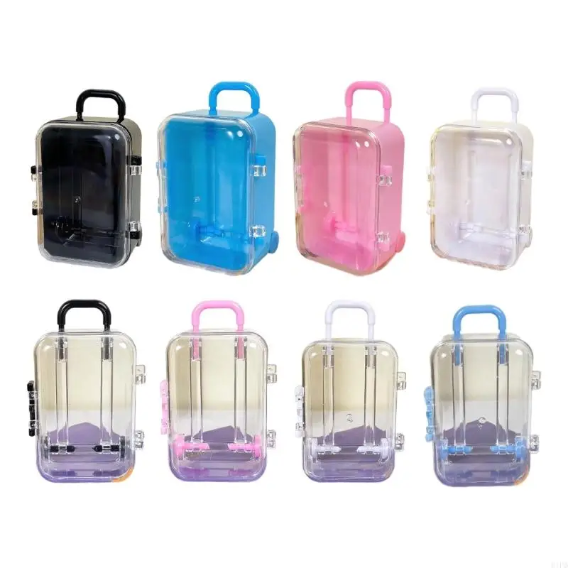 

E1PD Small Trunk Suitcase for Dolls Clothes Accessories 18Inch Dolls Girl Toy Miniature Dollhouse Decor Mini Roller Travel