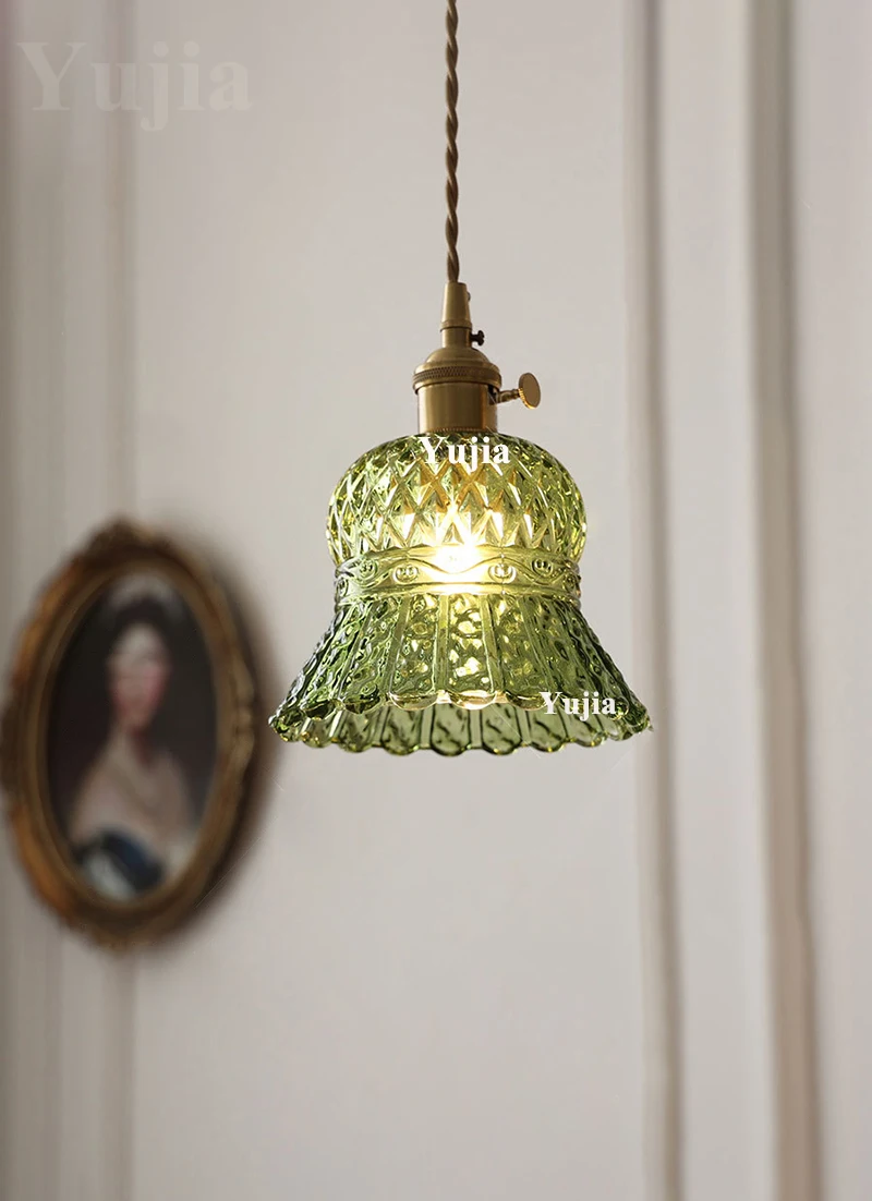 Multi-Style Nordic Pendant Lamp Green Glass Ceiling Lighting Kitchen Island Hand Brass Hanging Light Fixtures for Dining Room