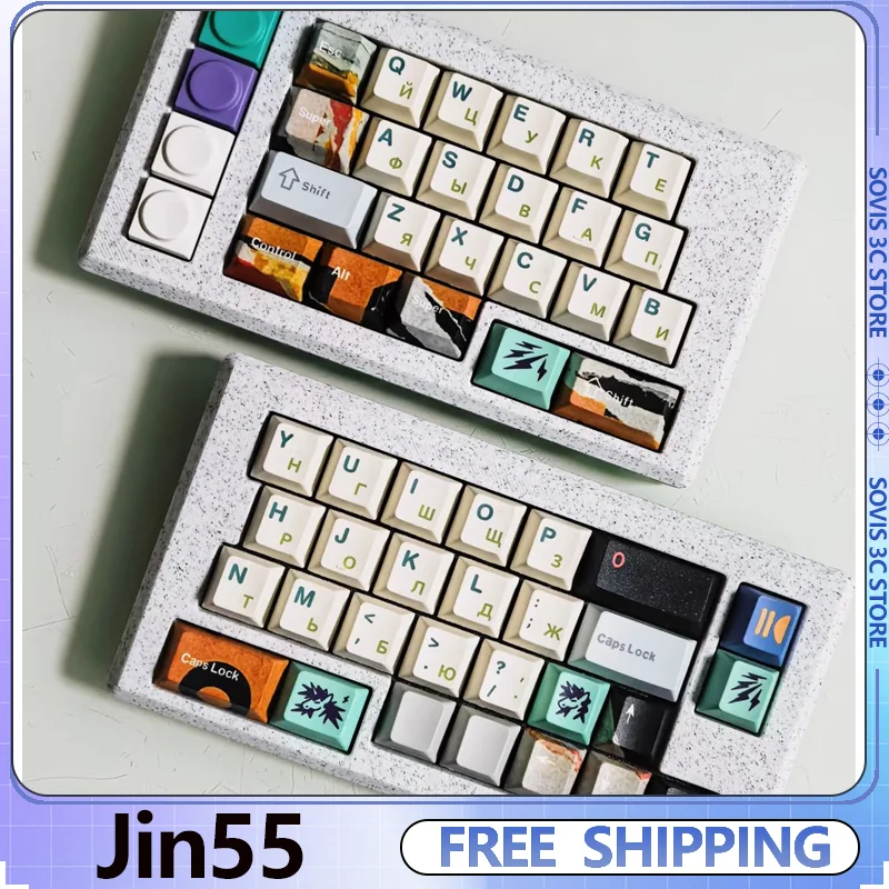 

Jin55 Комплект разделенной клавиатуры 3D-печать Беспроводная прокладка 2,4G Механическая клавиатура Горячая замена Эргономика Индивидуальная игровая клавиатура