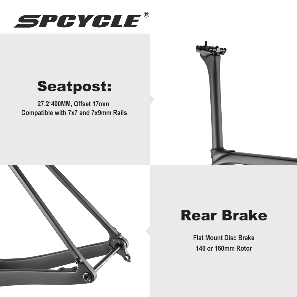 Рама для гравийного велосипеда SPCycle Comfort Geometry G058 из карбона каретка T47 крепление UDH комплект рамы приключенческого
