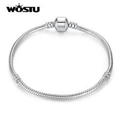 WOSTU Hot Sale Love Chain Bracelets Fit Original DIY Charm Beads Bracelet Alloy Jewelry Gift for Men Women 16-21cm Adjustable