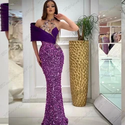 Luxury Exquisite Beading Evening Dresses A-Line Stain Sexy Mermaid Single Shoulder Sleeve Prom Gowns For Women Custom Made 2024