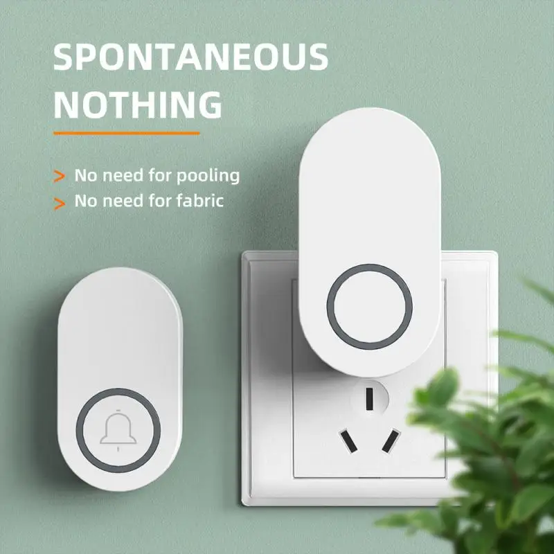 Timbre inalámbrico para exteriores, timbre inteligente para casa, autoalimentado, 60 tonos de llamada, volumen fuerte, bienvenida al hogar, resistente al agua, sin batería, sin cableado