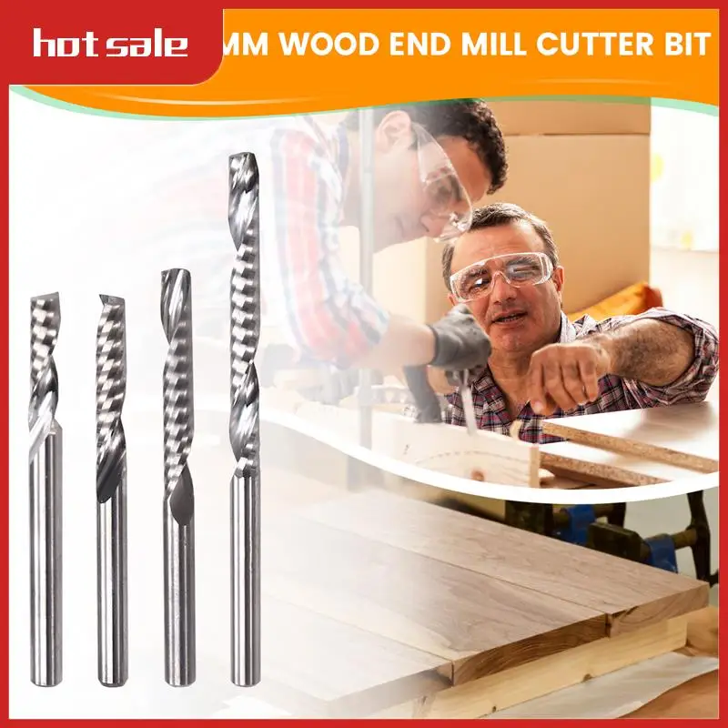 

4PCS 3.175Mm UP & DOWN Cut Single Flutes Spiral Carbide Mill Tool CNC Router Compression Wood End Mill Cutter Bit