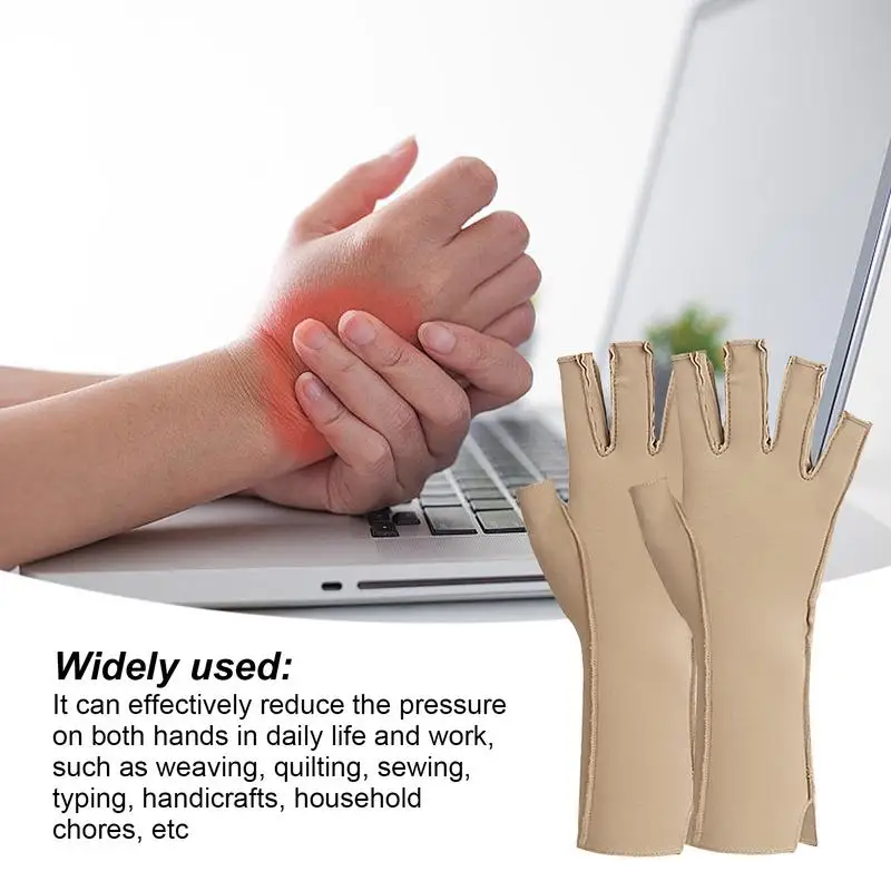 Hand Compression Gloves Hand Relief Sports Gloves Breathable Carpal Tunnel Compression Gloves Fingerless Design For Typing &