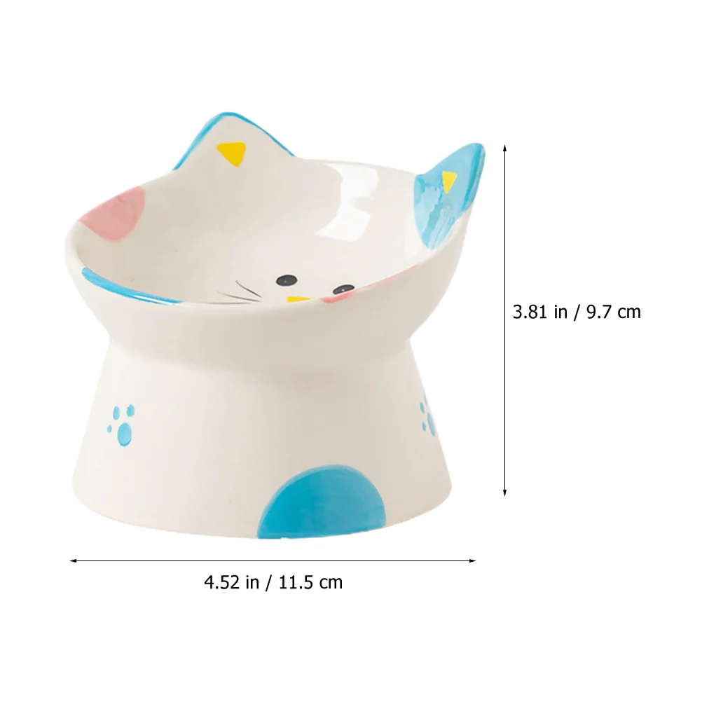 

Ceramic Elevated Cat Bowl Neck Protection Shallow Wide Design Smooth Surface Easy Clean Pet Accessory Ceramic Pet Bowl