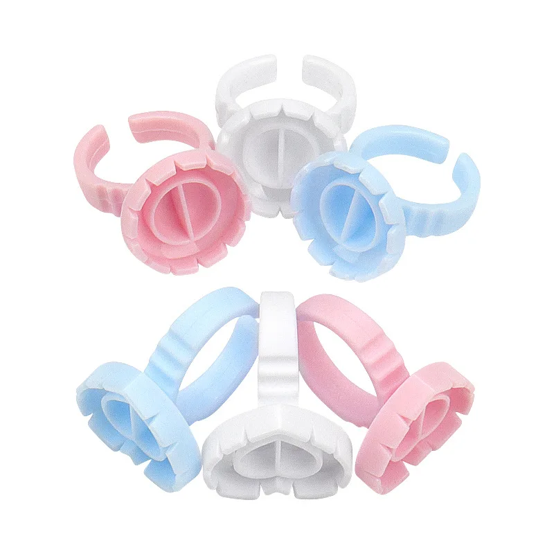 Eyelash Glue Ring Cup 100PCS Lash Glue Flowering Cup Ring Eyelashes Glue Color Cup Glue Tray Lash Lift Plastics Rings Cups