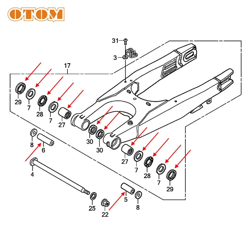 OTOM For HONDA CRF CRF250R CRF250X Motocross Motorcycle Rear Fork Suspension Swing ARM Needle Bearing Bushing Oil Seal RepairKit