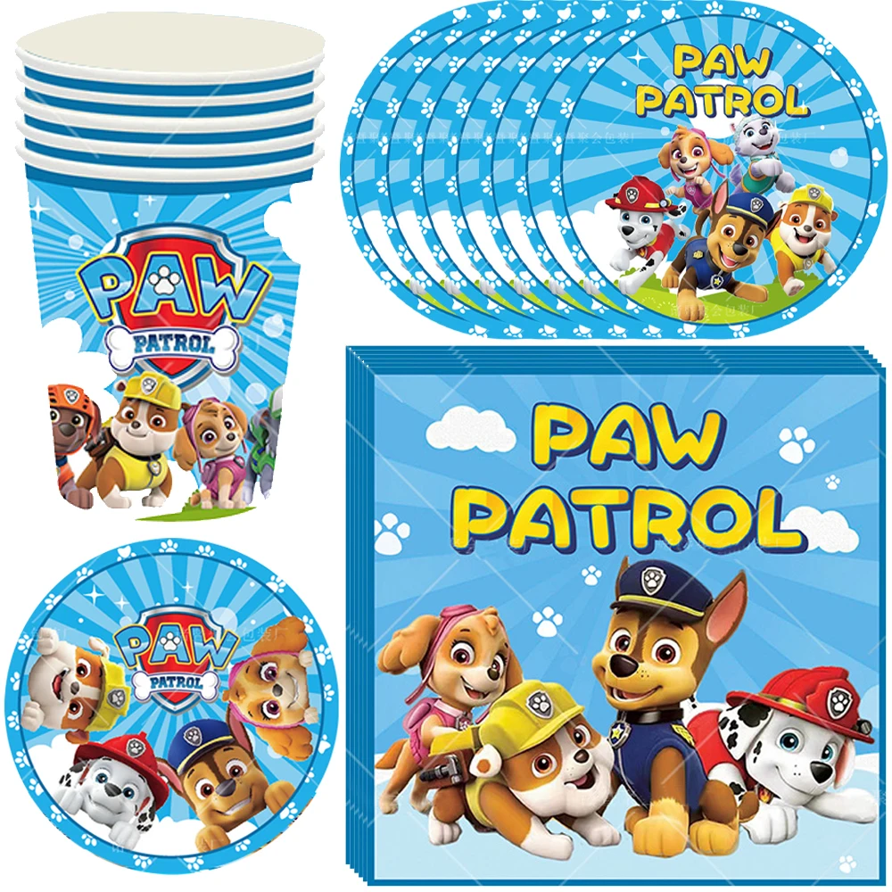 Skye Paw Patrol Birthday Party For Girls Boys Kids Children Cups Napkins Plates Decorations Disposable Tableware Canine Supplies