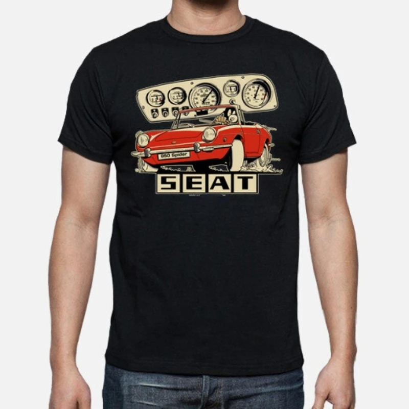 Hot Sale Vintage Classic Spain S E A T 850 Spider Sport Car T Shirt. New 100% Cotton Short Sleeve O-Neck T-shirt Casual Mens Top