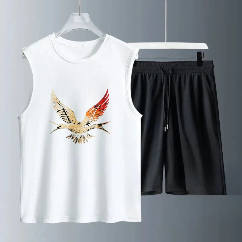 

Men's Tank top Sets clothing set Short Sleeve+ Shorts new men's sets sweat suit Fashion Polyester Breathable Summe