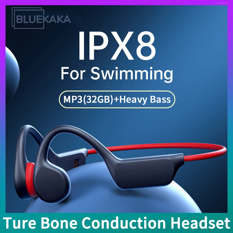 

Bone Conduction Earphones Bluetooth Wireless IPX8 Waterproof MP3 Player Hifi Ear-hook Headphone With Mic Headset For Swimming