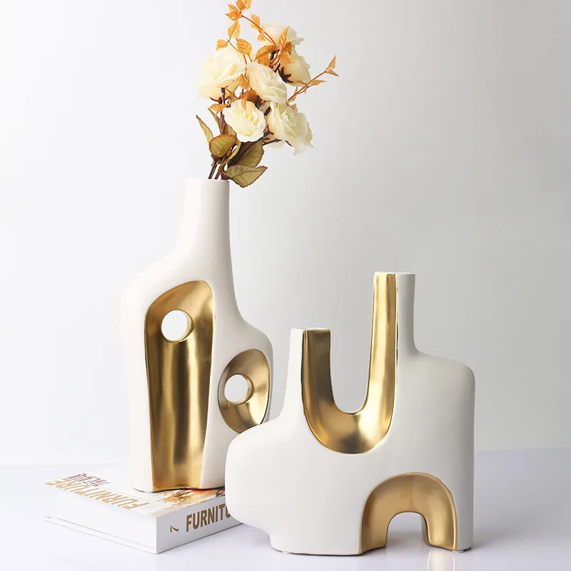 

Modern Double-sided Ceramic Vase Irregular Sculpture Home Decoration Crafts Desktop Ornaments Living Room Vases