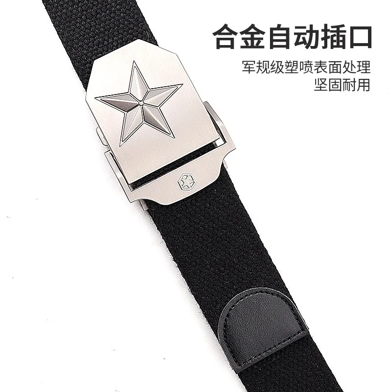 Star Buckle Metal Canvas Webbing Belts Men Outdoor Sport Military Tactics Casual Jeans Waistband Fashion Youth Nylon Waist Belt