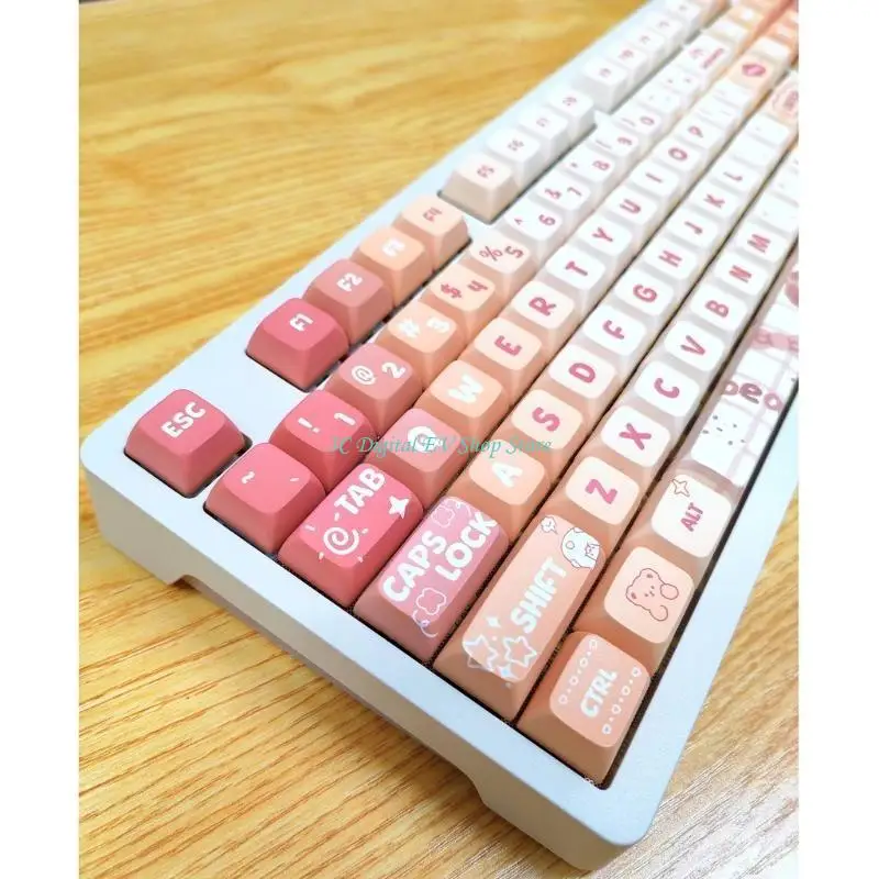 

E74D Keycaps 133PCS Little Bear Keycaps XDA Profile Full Set Keycap DyeSubbed Thick PBT Caps for Game Mechanical Keyboards