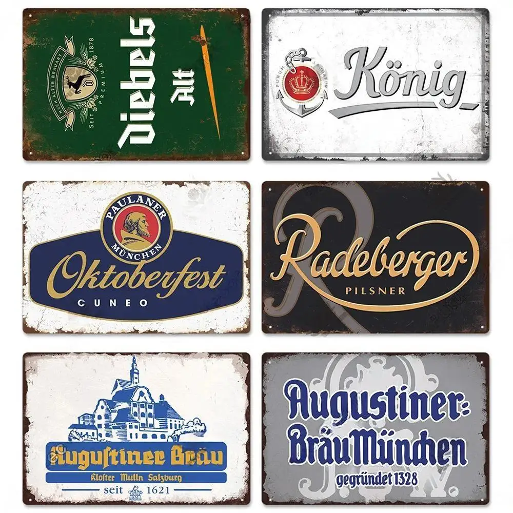 Germany Beer Brand Metal Sign Plaque Metal Vintage Tin Sign for Bar Pub Man Cave Kitchen Club Bar Wall Home Decor