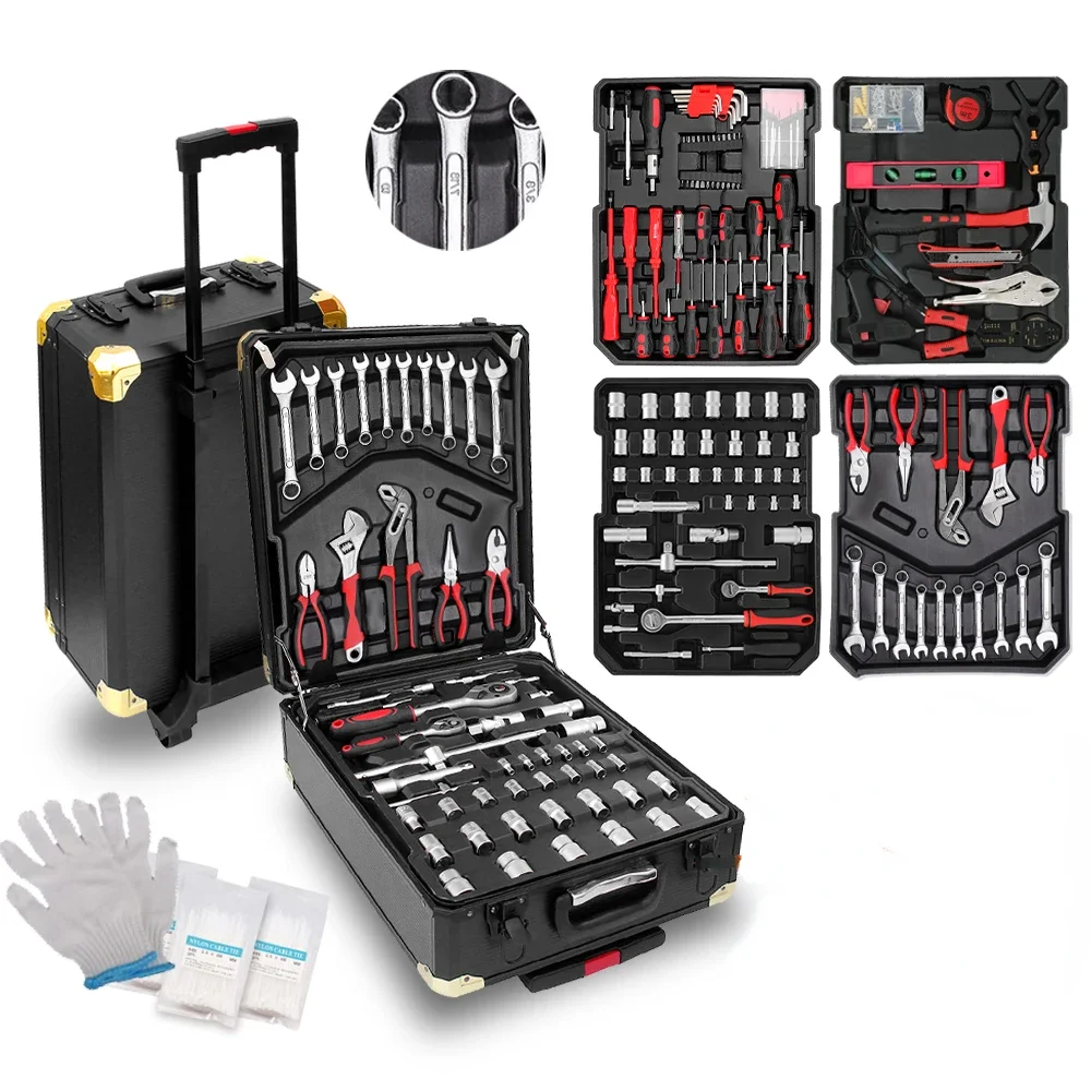 car auto repair combination spanner Hand Mechanics Tool Wrench Socket Tool box Set